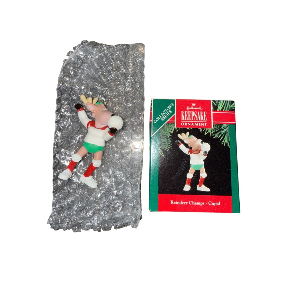 Hallmark Keepsake Ornament 1991 Reindeer Champs Cupid Volleyball QX434-7 Vintage